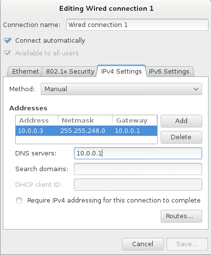 The IPv4 Settings tab