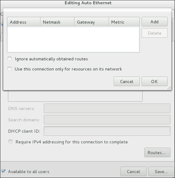 Configuring static network routes