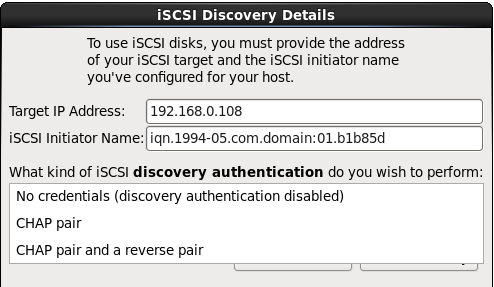 iSCSI discovery authentication
