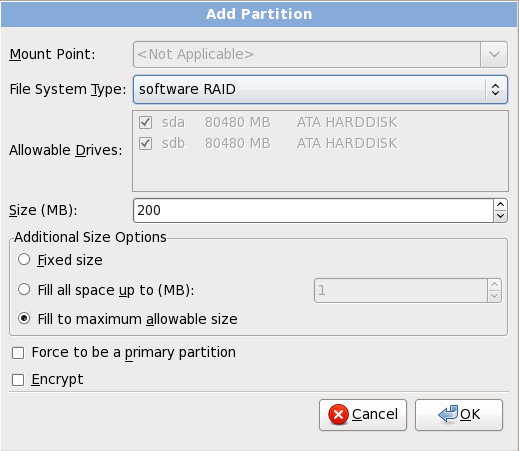 Create a software RAID partition