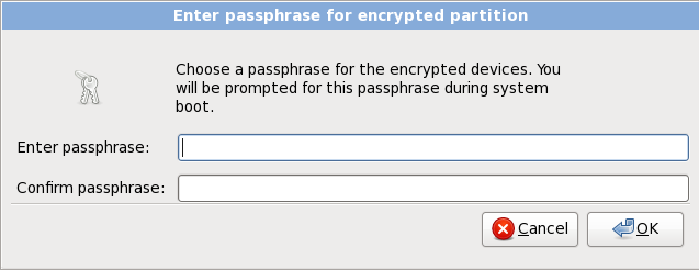 Enter passphrase for encrypted partition